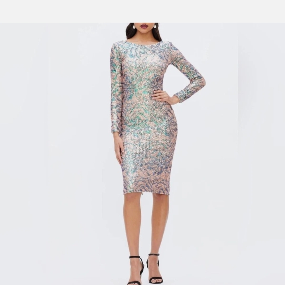 Elegant Sequin Long Sleeve Dress